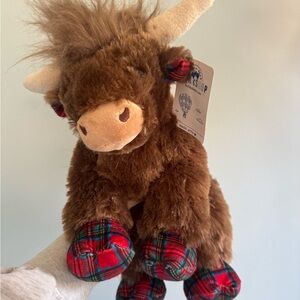 Build A Bear - Brown Highland Cow Plush with Tartan Accents! NWT Smoke free home